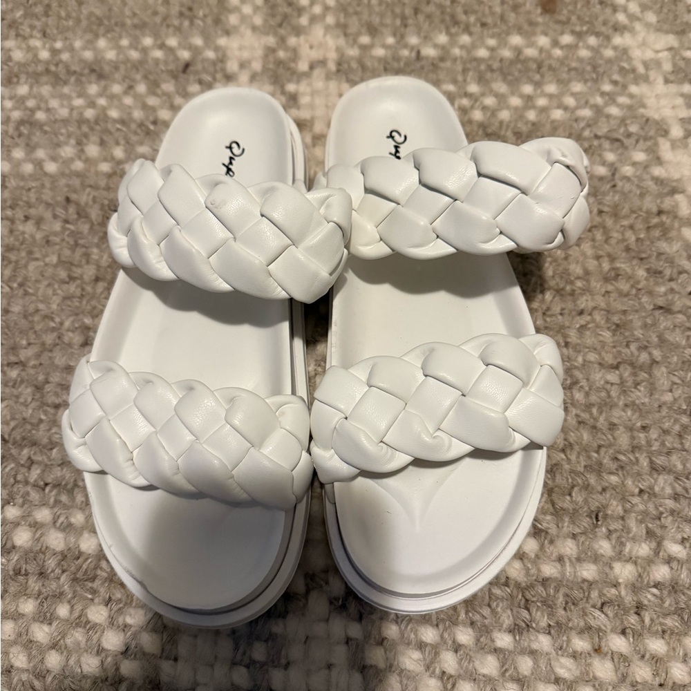 White Braided Slide Sandals